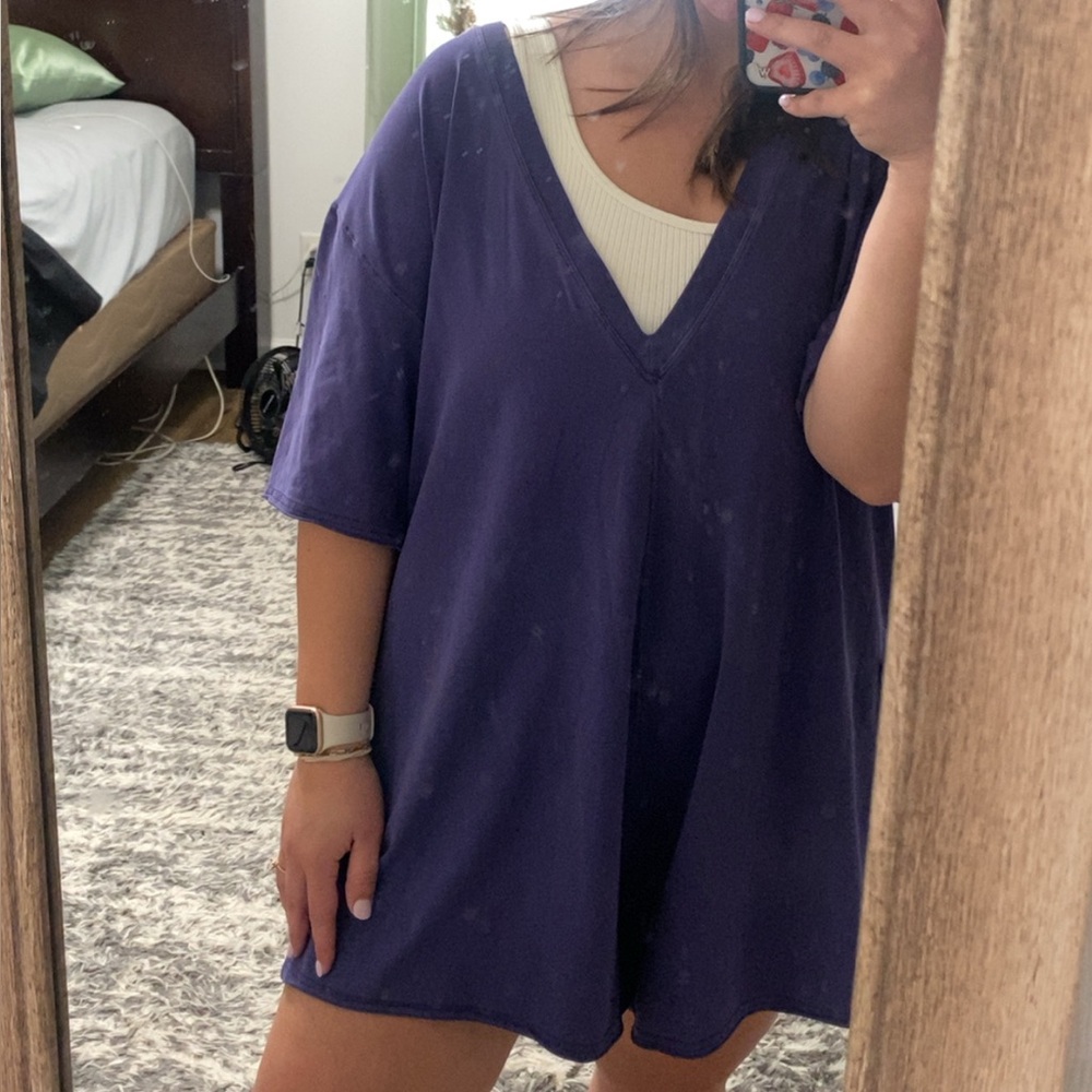 FP Movement by Free People Purple V-Neck Bodysuit